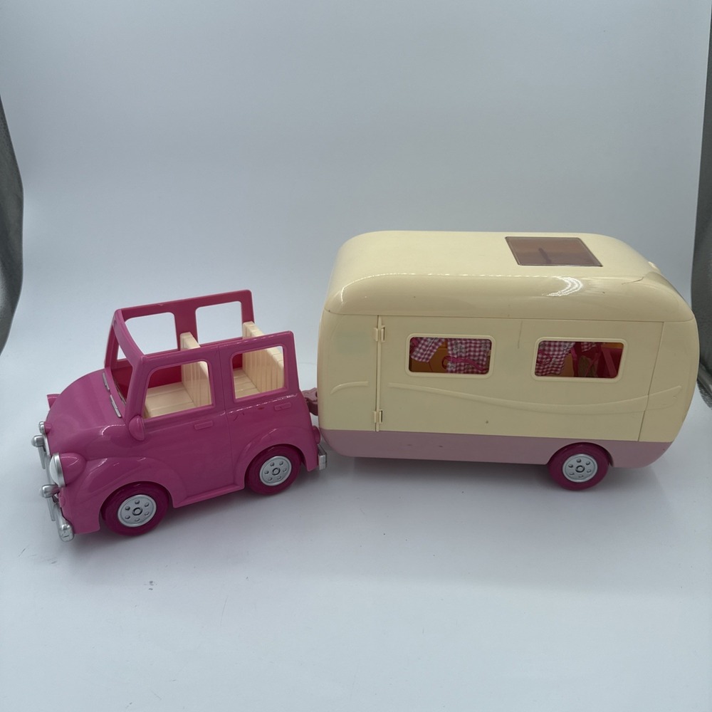 Calico Critters Happy Camper With Car With Lots Of Extra Accessories. Well Loved